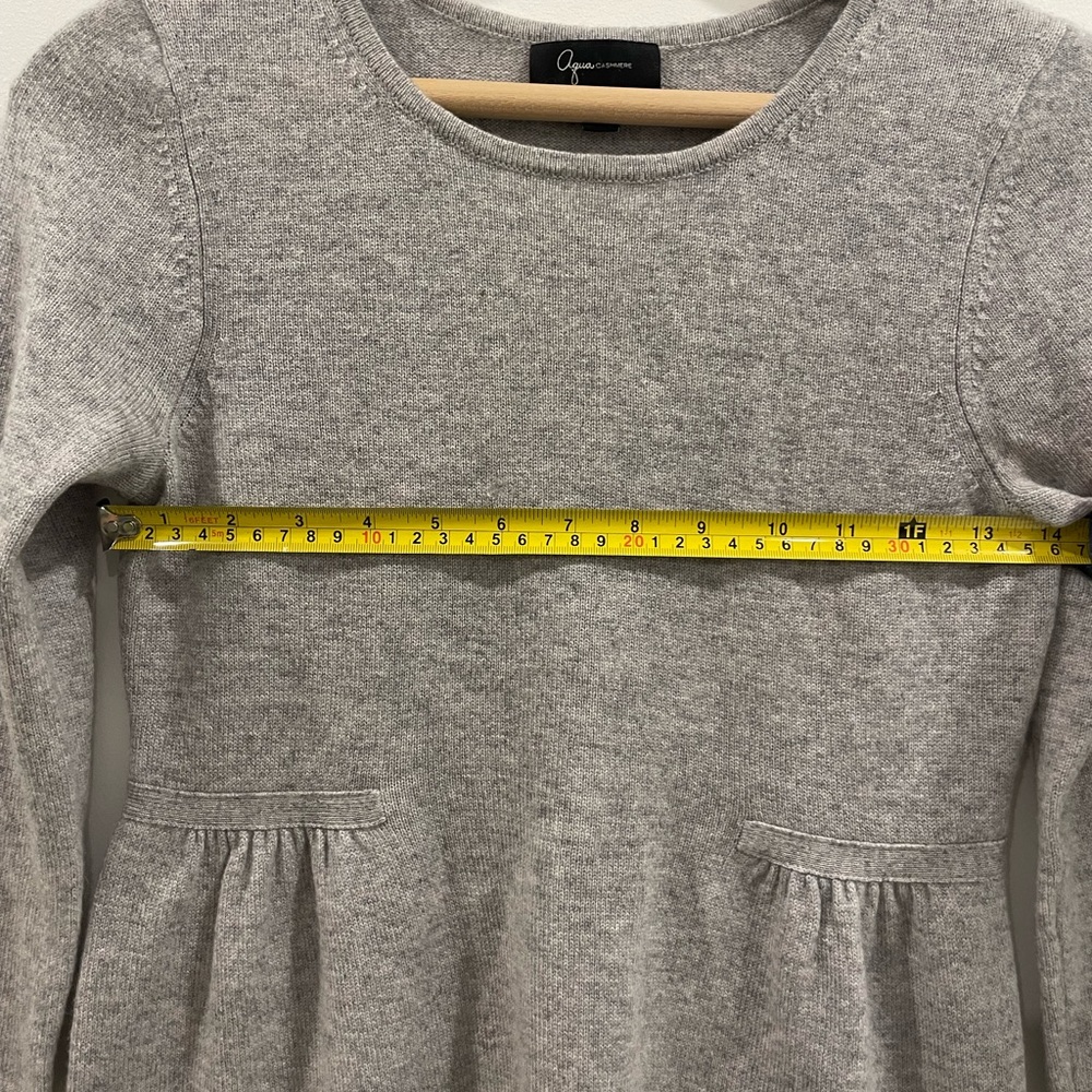 Aqua Cashmere Grey Peplum Babydoll Sweater 3/4 Sleeves Quiet Luxury Minimalist - Picture 9 of 10